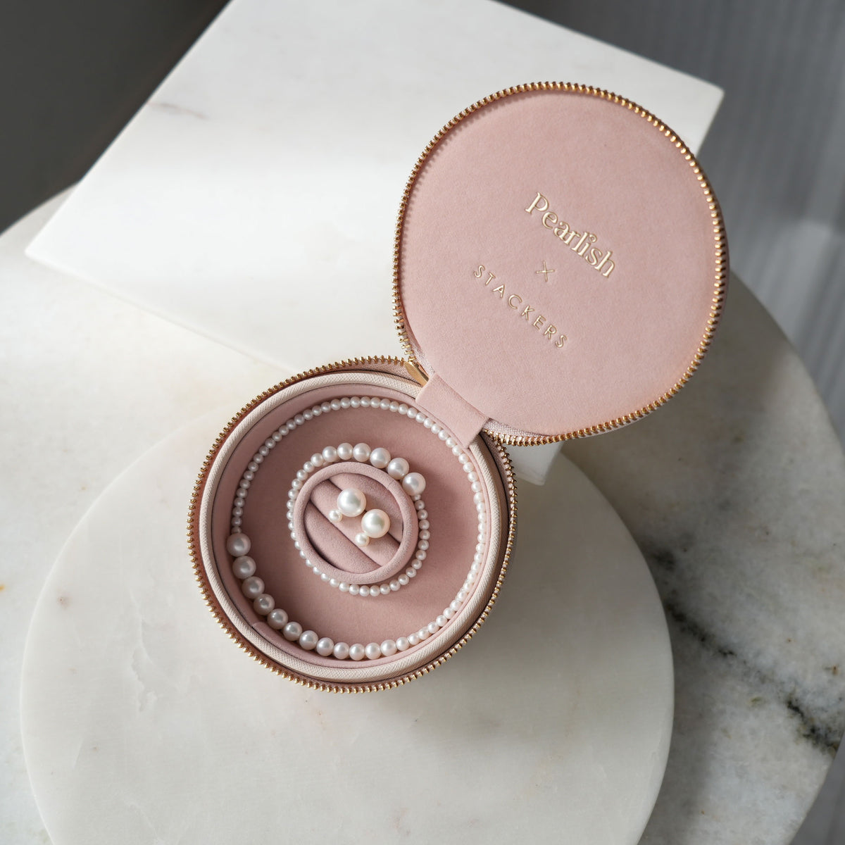 Pearlish×STACKERS トラベル ジュエリーボックス ラウンド ブラッシュ