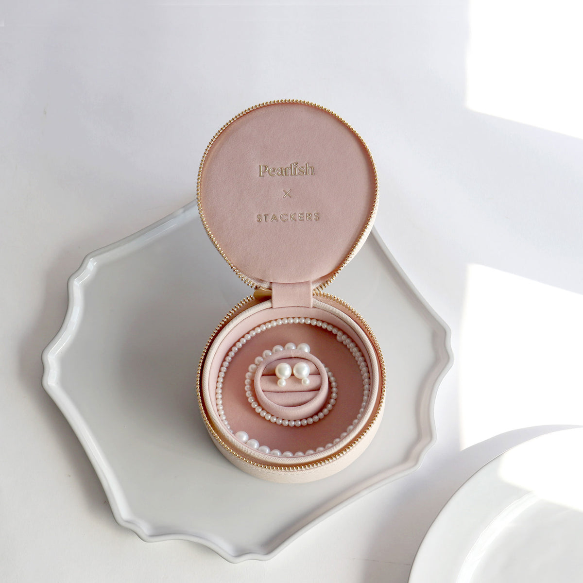 Pearlish×STACKERS トラベル ジュエリーボックス ラウンド ブラッシュ