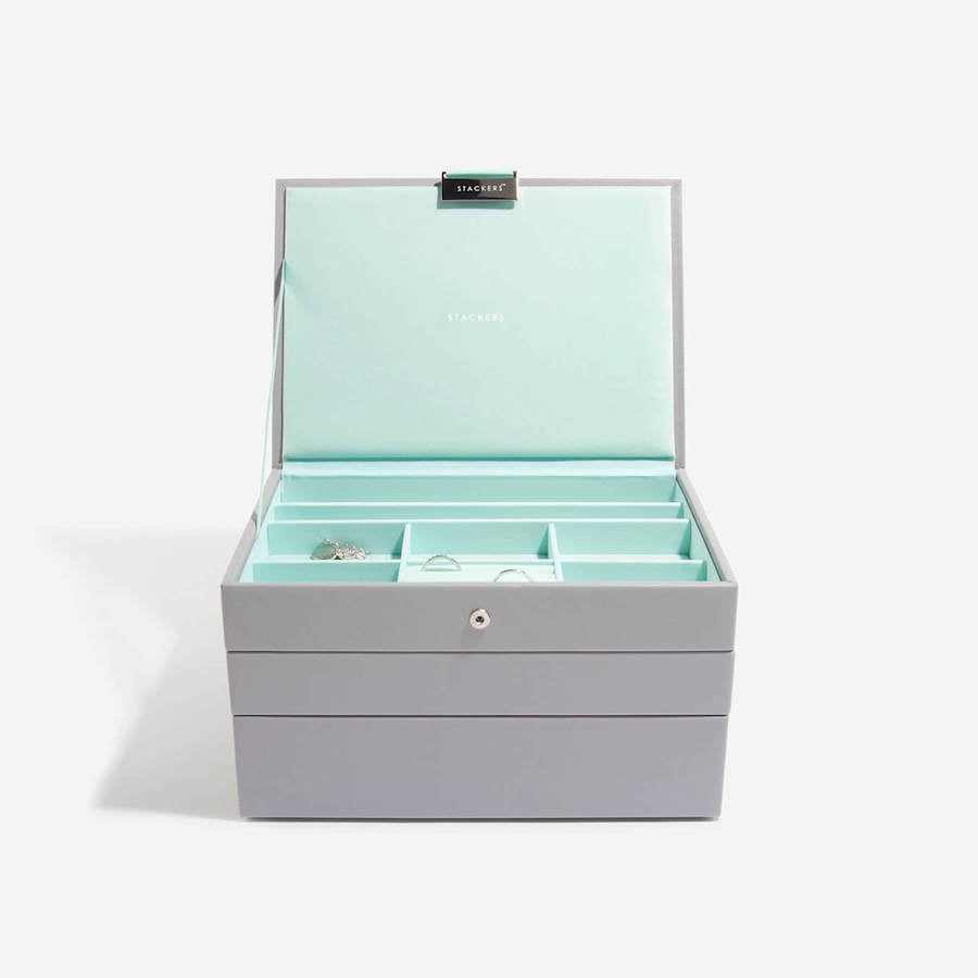 Grey Mint Classic Jewellery Box – STACKERS LONDON