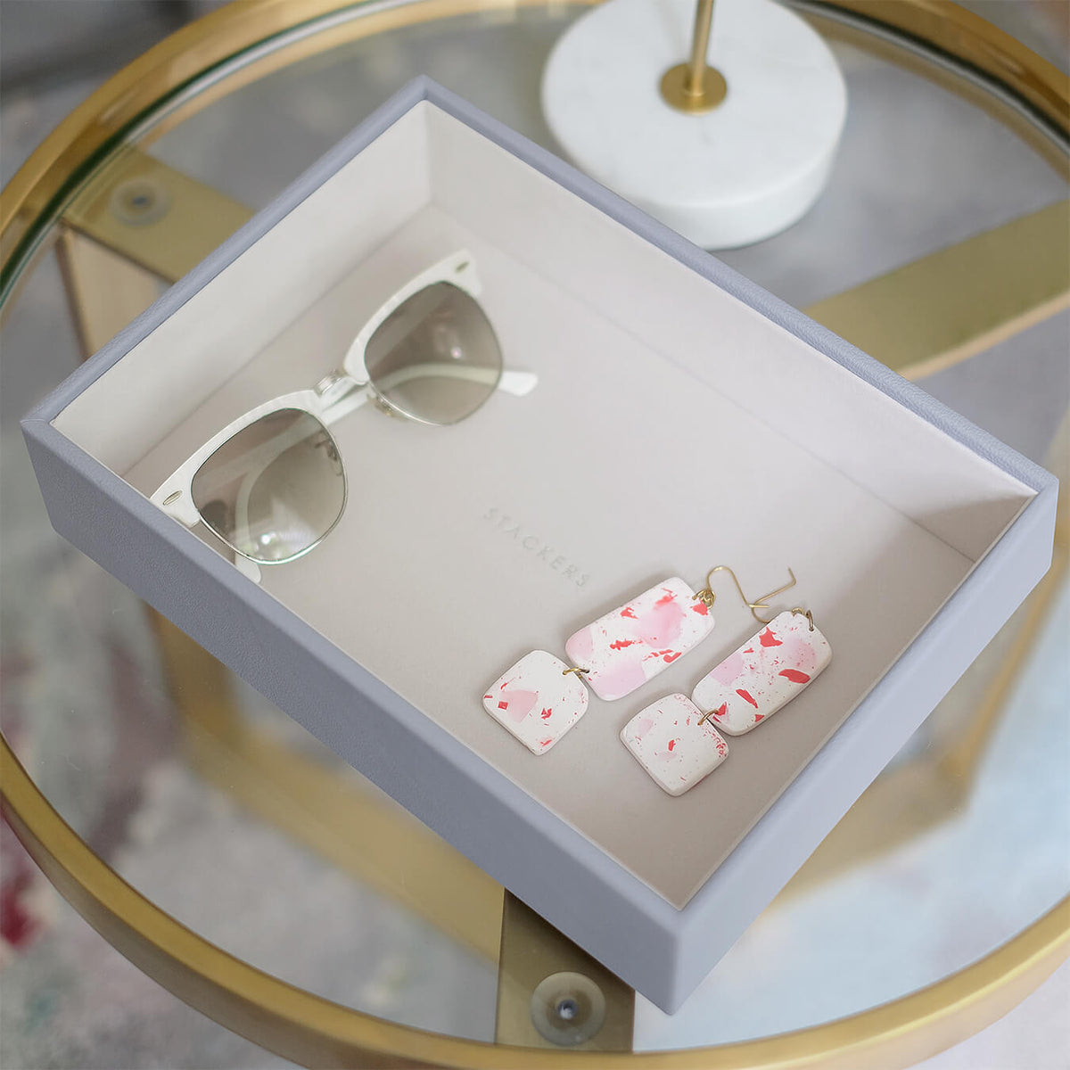 20世紀初頭｜イギリス｜ジュエリーボックス（46） Classic Jewellery Box Open ラベンダー – STACKERS LONDON
