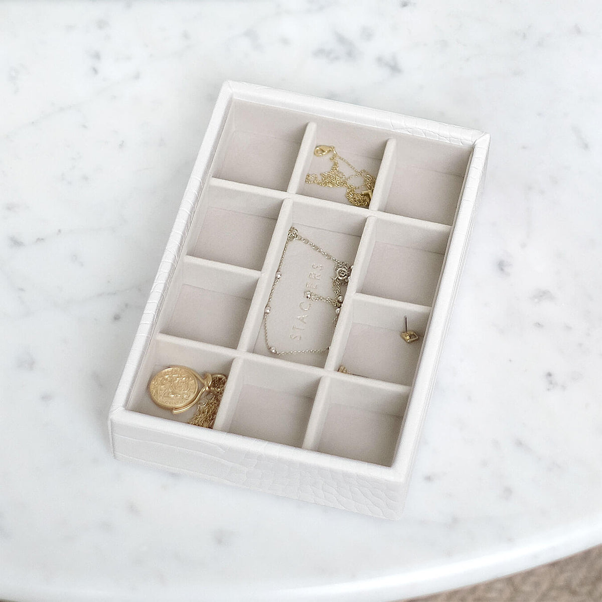 White Mini Jewellery Box Small Trinkets Layer – STACKERS LONDON
