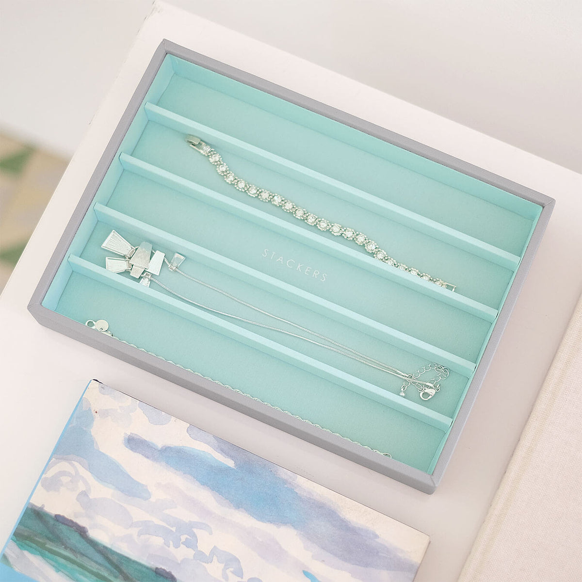Stackers Classic Medium Portagioie Impilabile, Colore Grey Rose, Con Scomparto Per Orologi E Accessori - 4