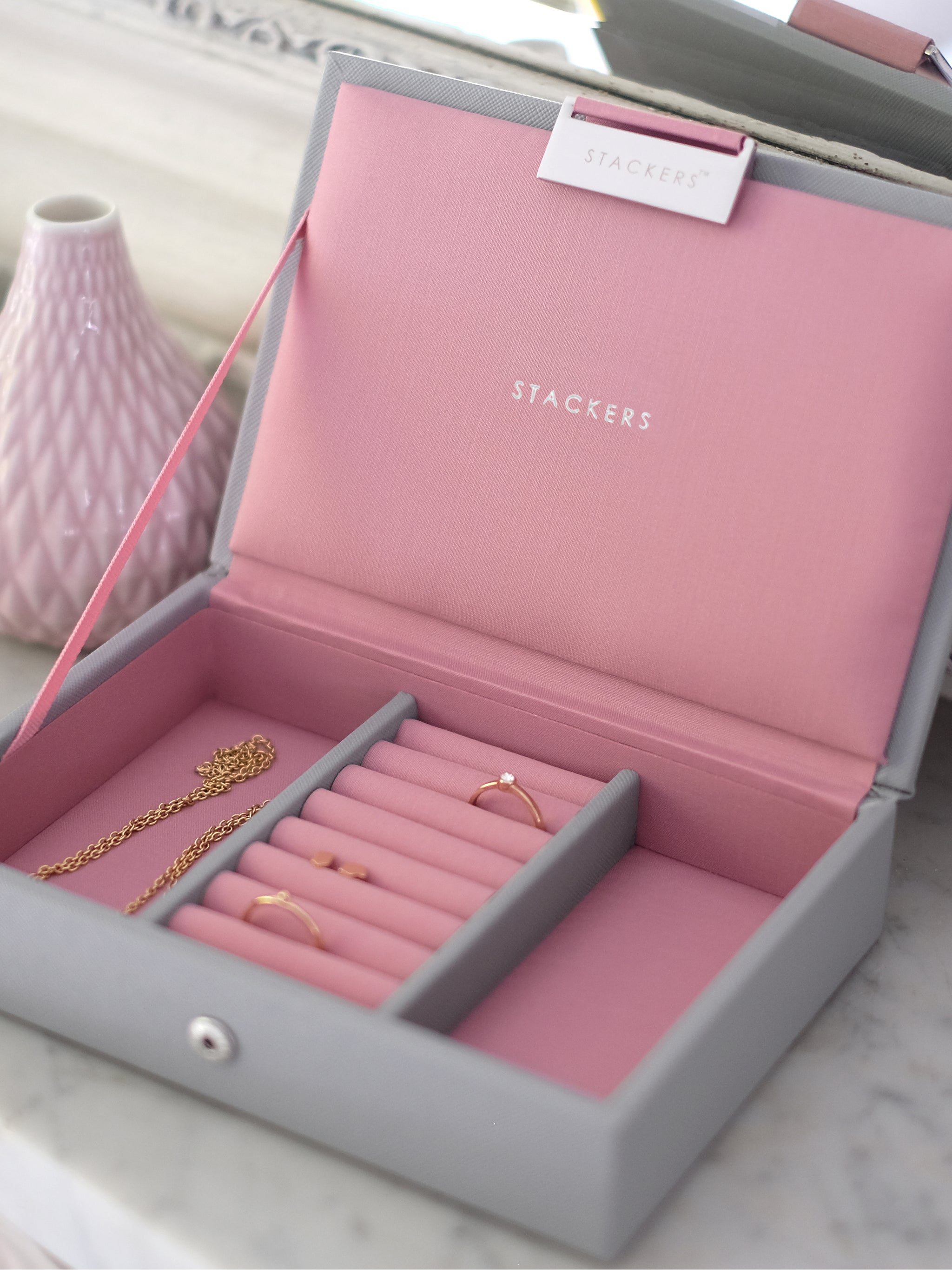 Grey Mint Mini Jewellery Box – STACKERS LONDON