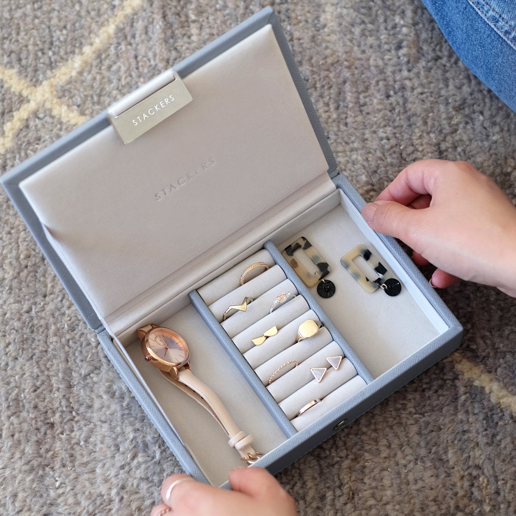 Stackers Dusky Blue Mini Jewellery Box Lid – STACKERS LONDON