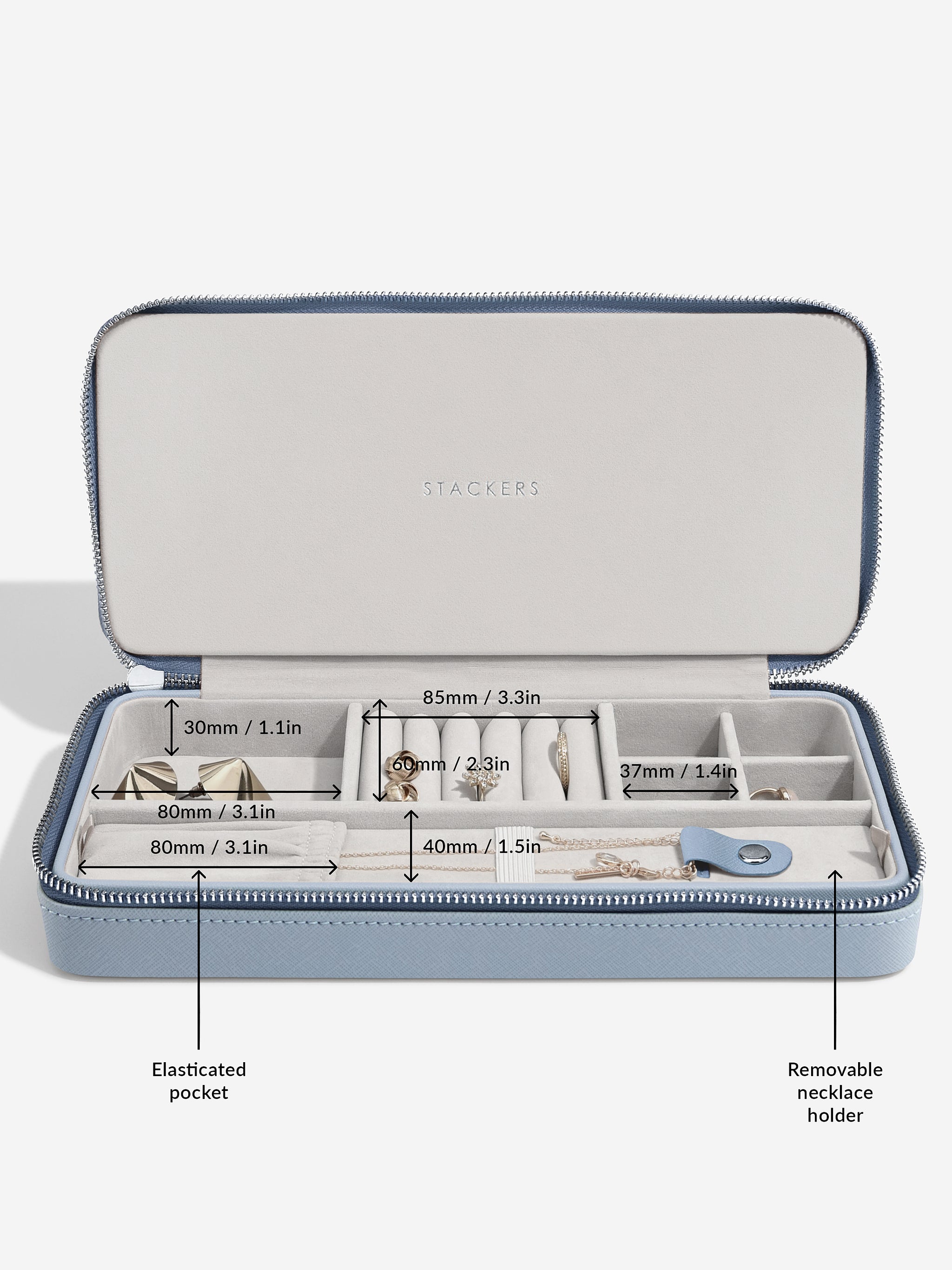【TKTK】サテニークLUSTERTONE-EX 3箱 トラベル ジュエリーボックス SLEEK ダスキーブルー – STACKERS LONDON