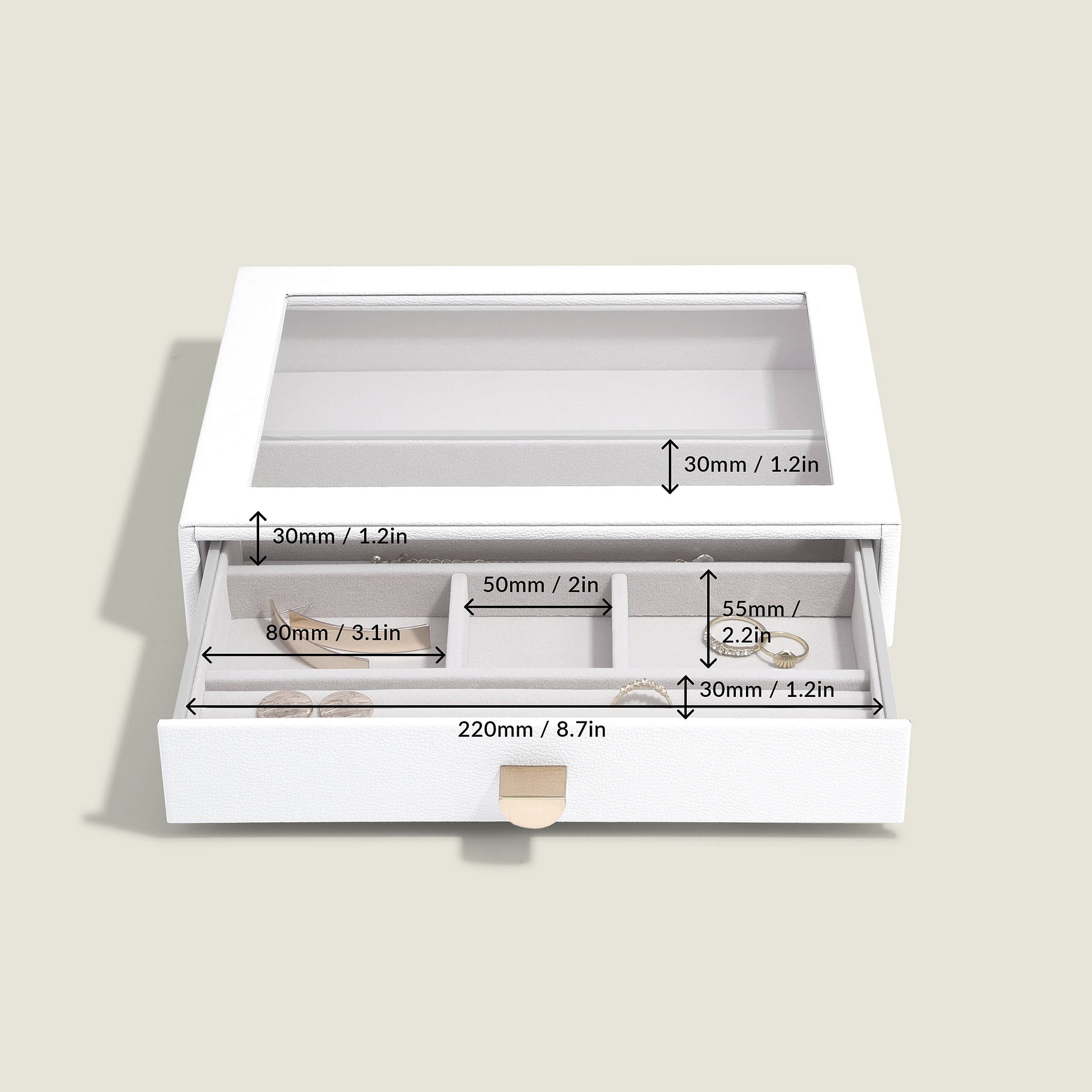 Classicドロワージュエリーボックス 選べる 3セット ペブルホワイト