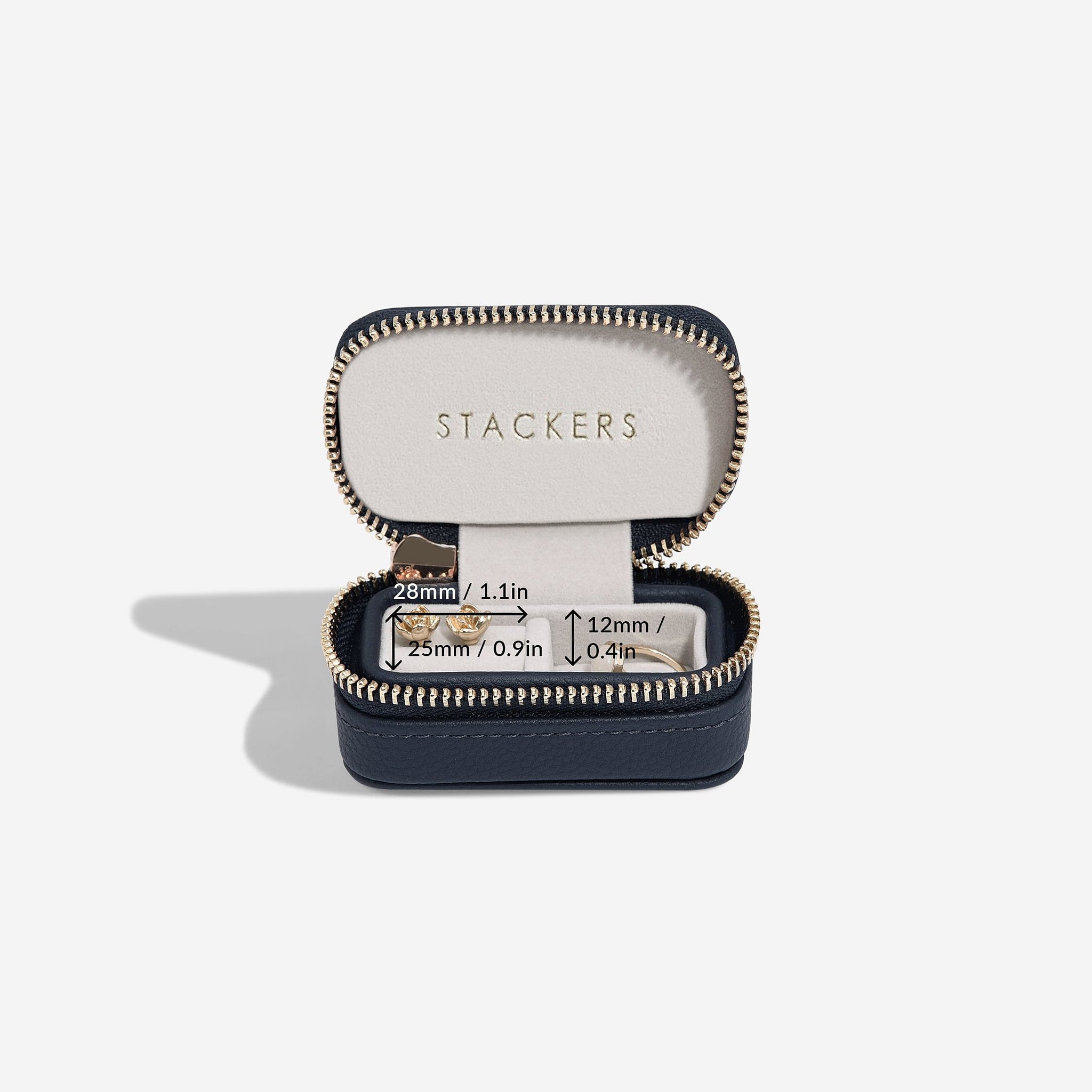 トラベルジュエリーボックス L ネイビーペブル – STACKERS LONDON