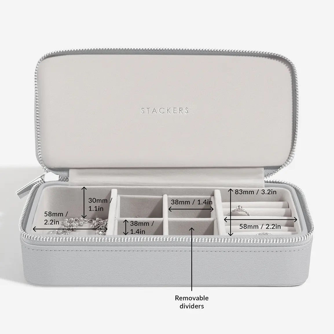 トラベルジュエリーボックス L ペブルグレー – STACKERS LONDON
