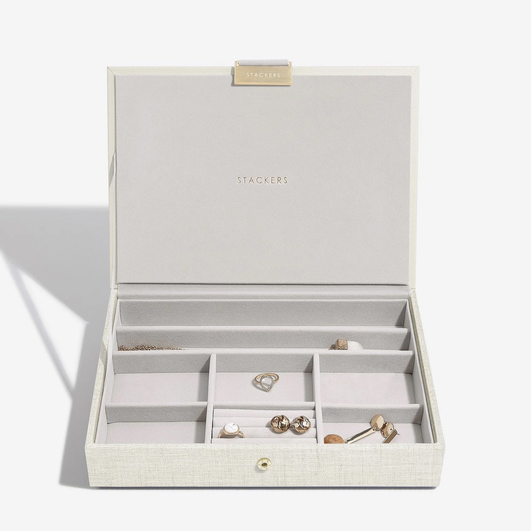 いちご STACKERS ジュエリーボックス リネン・オートミール Classic ジュエリーボックス 蓋 リネン・オートミール – STACKERS LONDON