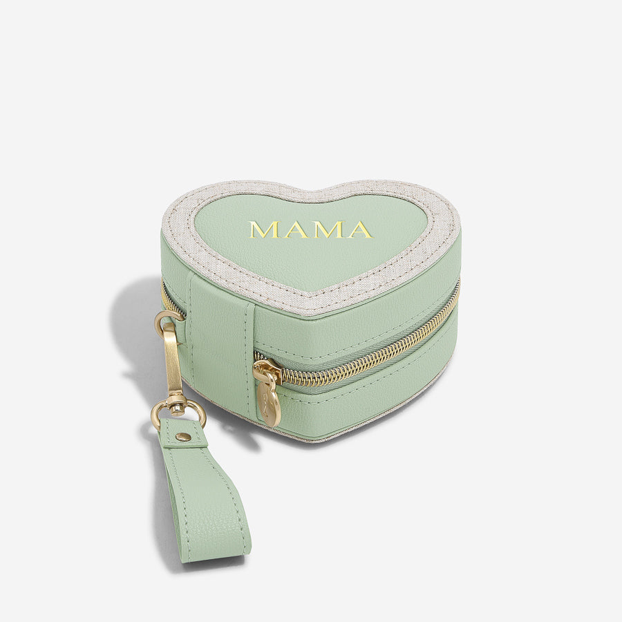 トラベルジュエリーボックス ハート セージグリーン 【MAMA
