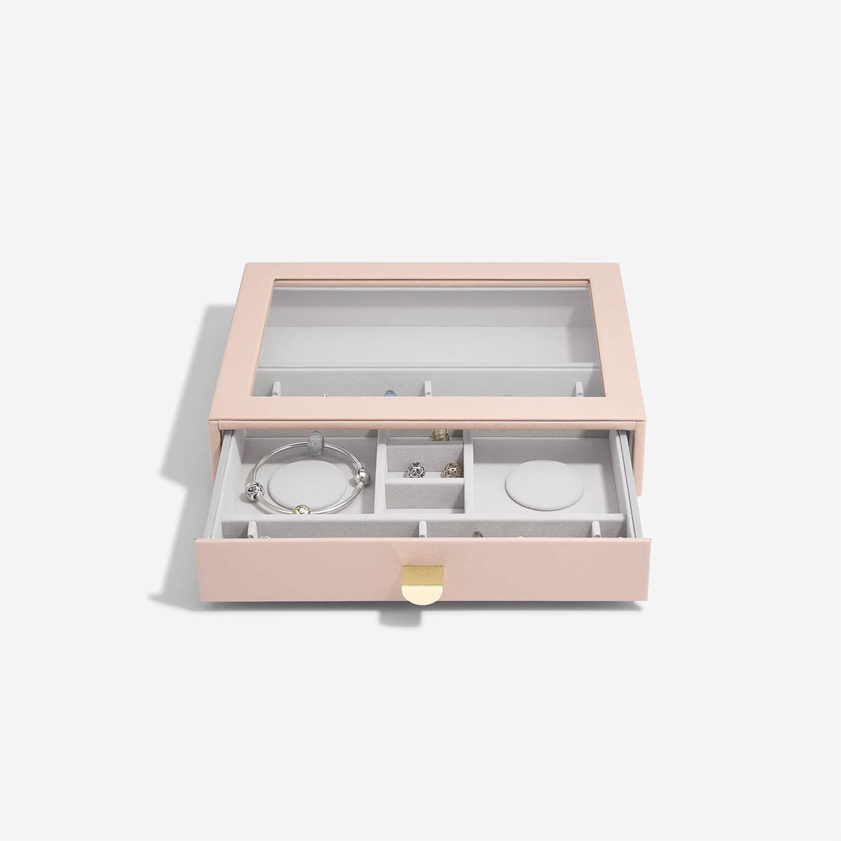 Classicドロワージュエリーケース GlassLid チャーム ブラッシュピンク