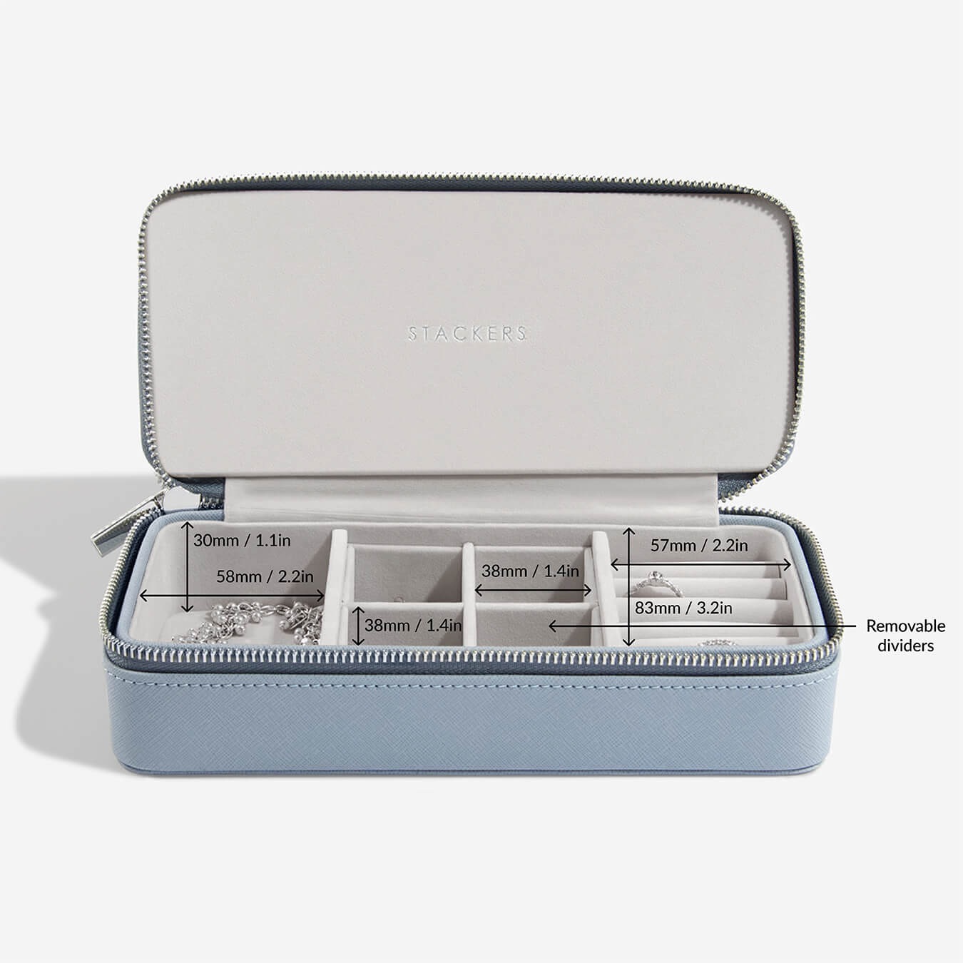 Stackers Dusky Blue Large Travel Jewellery Box – STACKERS LONDON