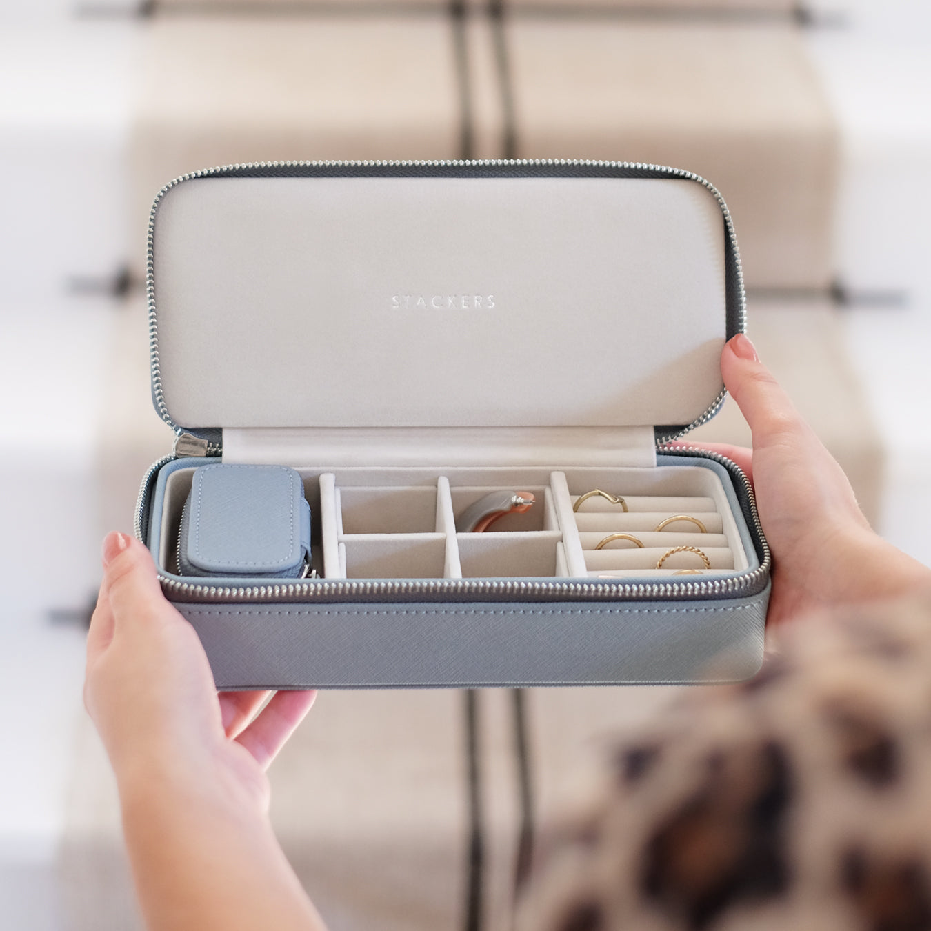 Stackers Dusky Blue Large Travel Jewellery Box – STACKERS LONDON