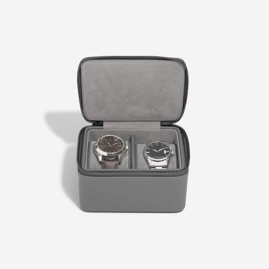 【新品未使用】グレー5層鏡面蓋 大容量 ジュエス宝石時計ブレスレット収納BOX zipped-watch-box-grey-
