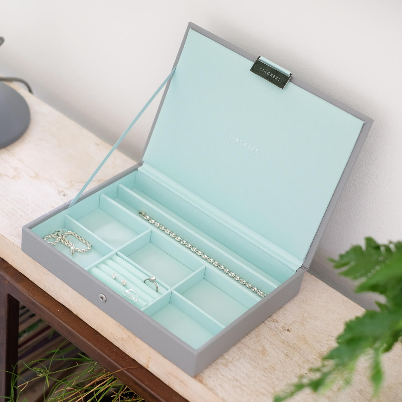 Grey Mint Classic Jewellery Box – STACKERS LONDON