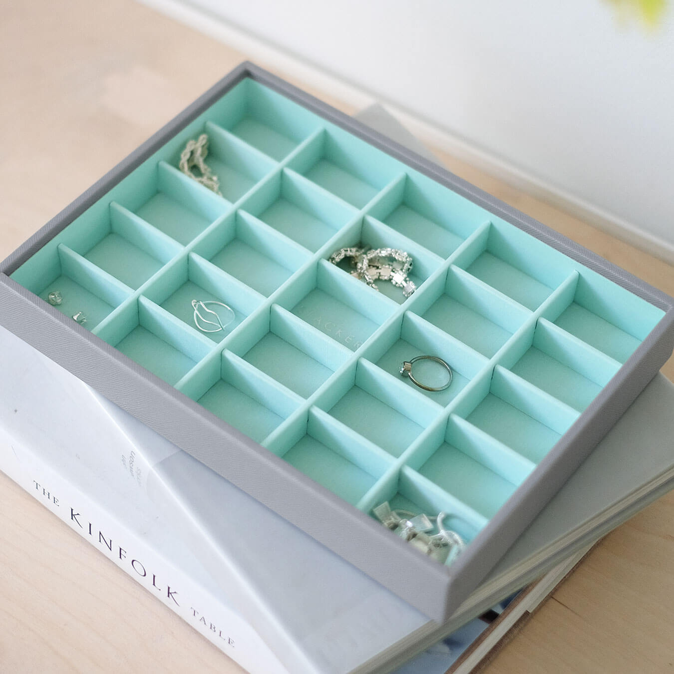 Grey & Mint Classic Jewellery Box Small Trinkets Layer – STACKERS