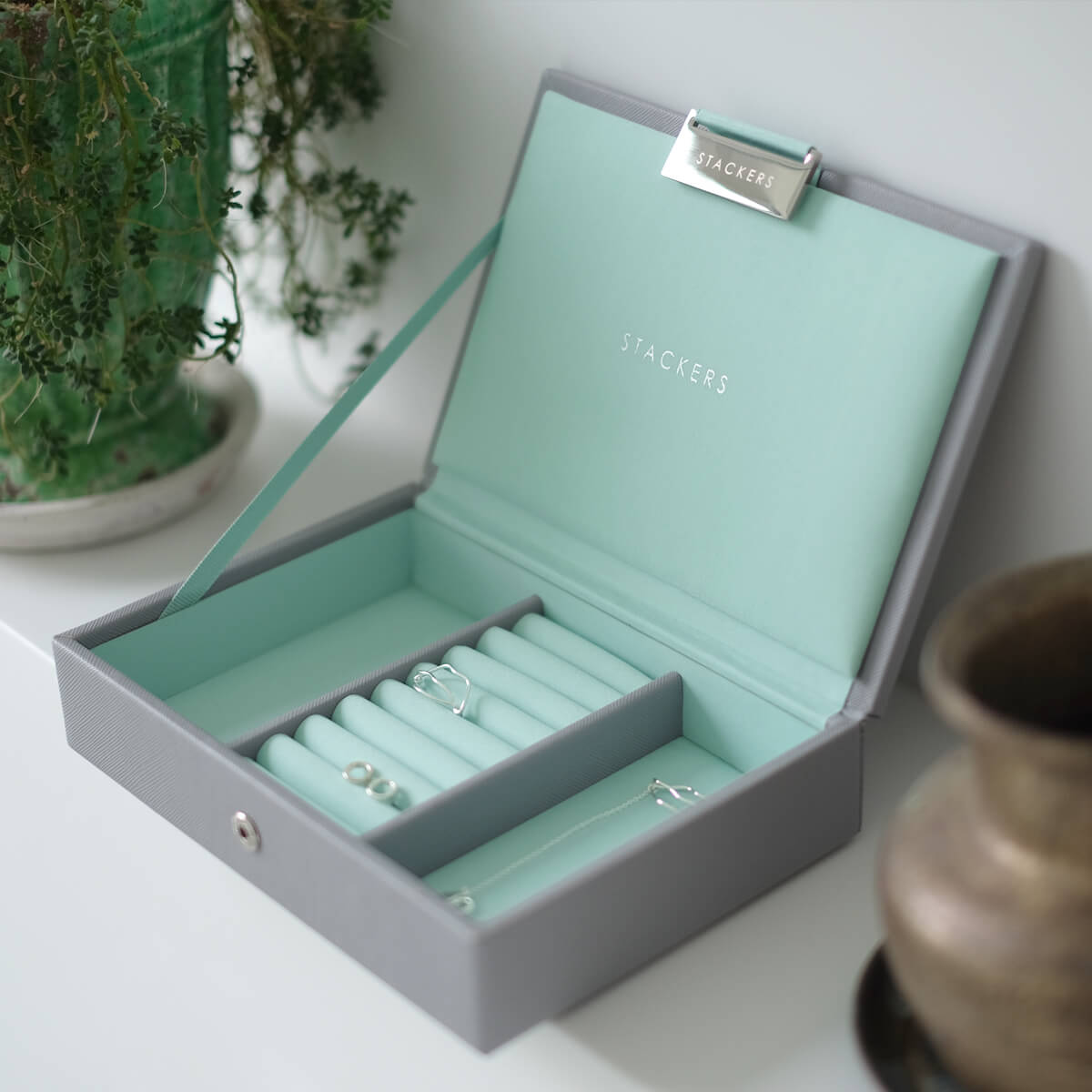 Grey Mint Mini Jewellery Box – STACKERS LONDON